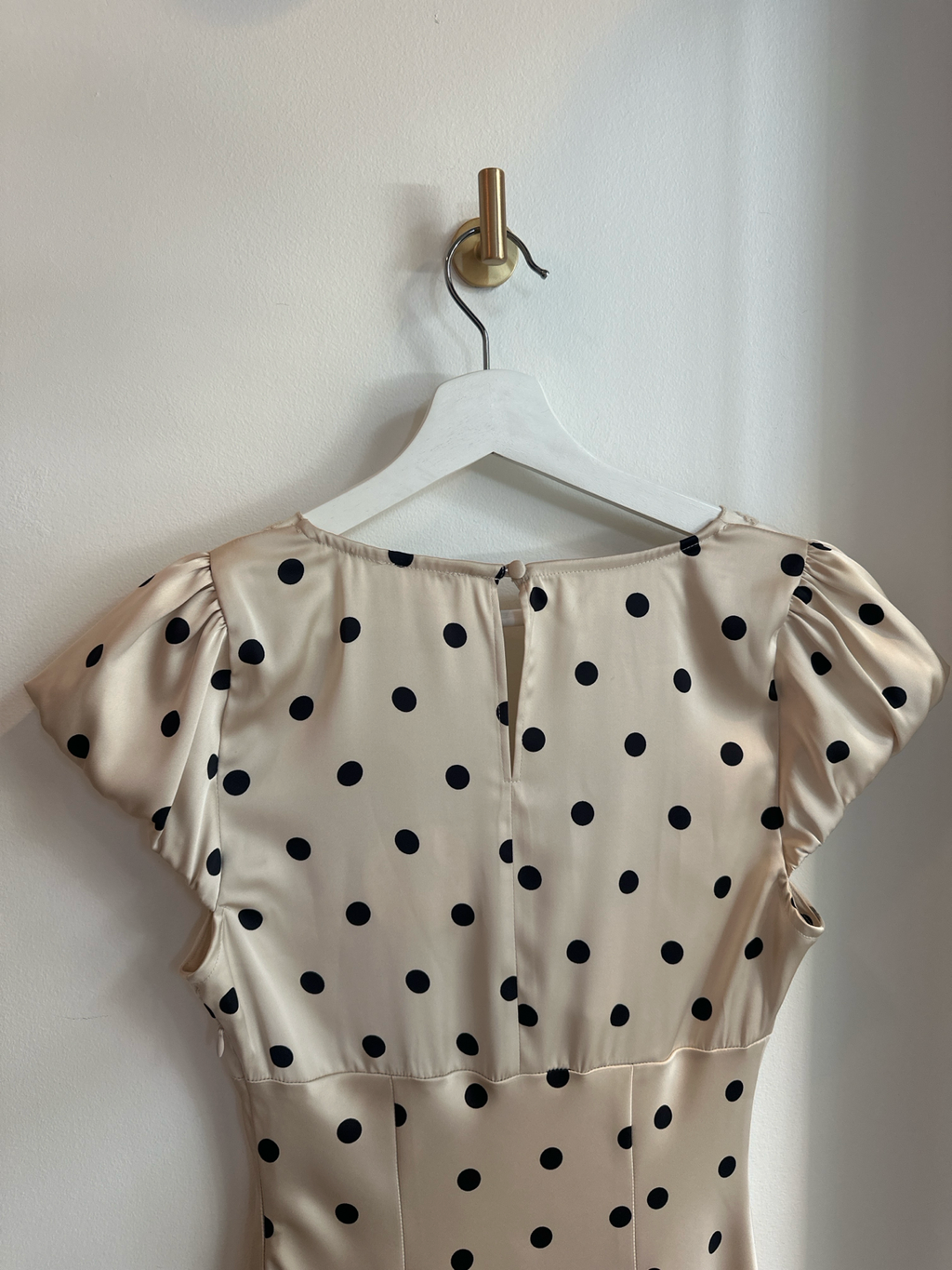 Camila Coelho Satin Polka Dot Midi Dress | Size XS
