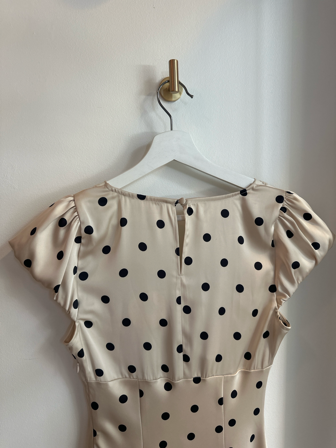 Camila Coelho Satin Polka Dot Midi Dress | Size XS