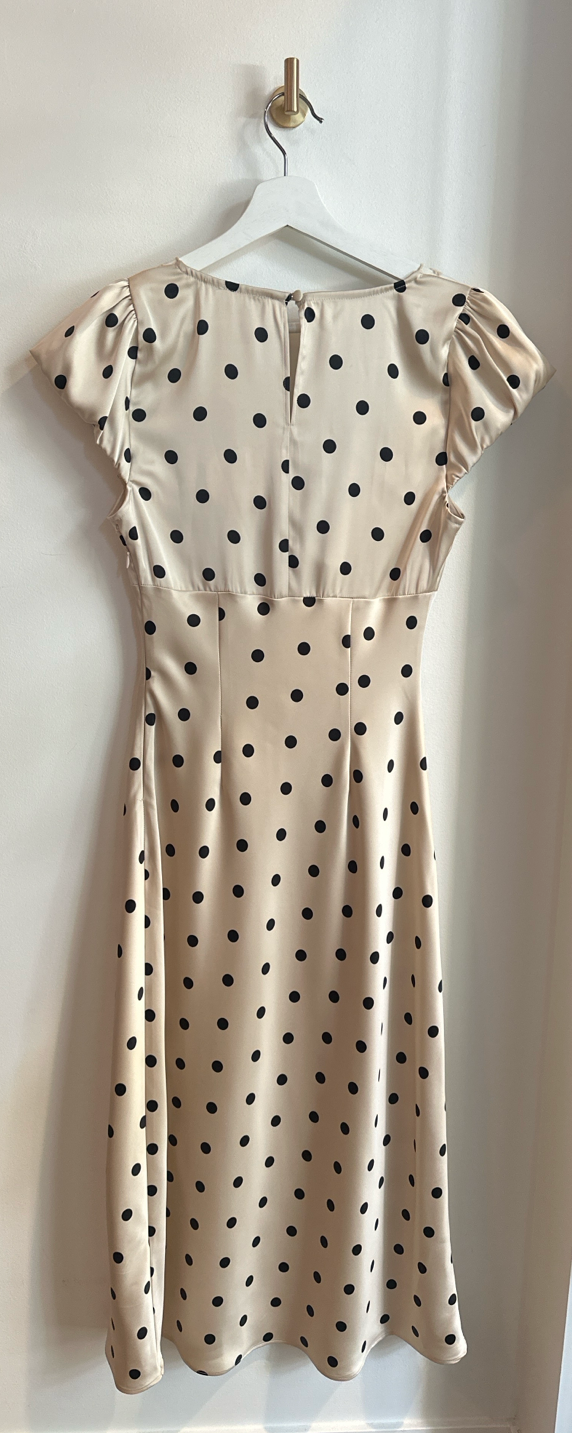 Camila Coelho Satin Polka Dot Midi Dress | Size XS