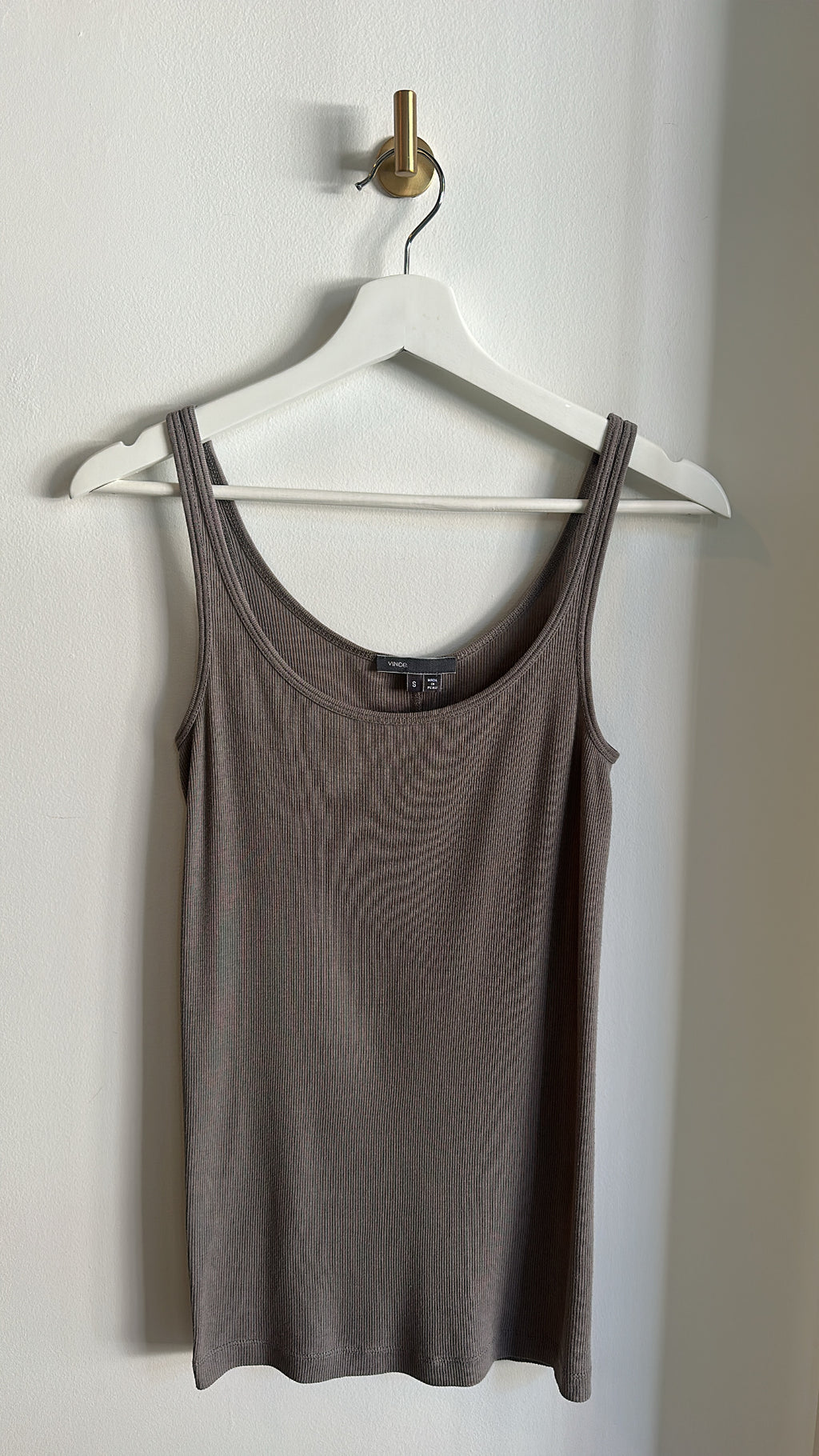 Vince Elongated Scoop Neck Tank – Slate Grey | Size S