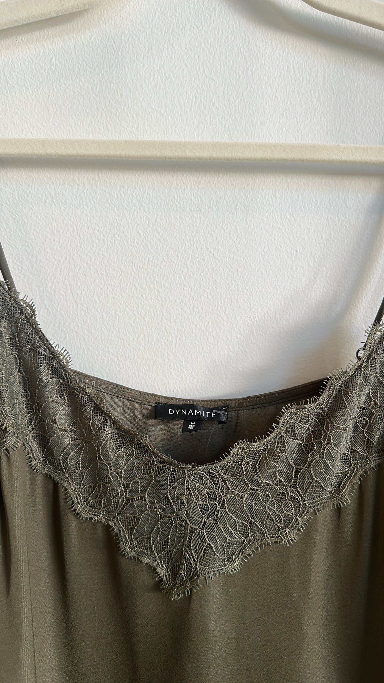 Dynamite Y2K Lace Inset Camisole – Olive Green | Size M |