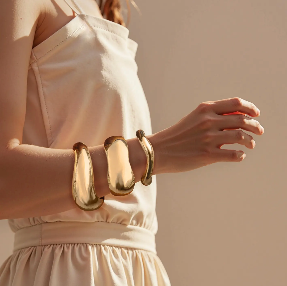 Jewelry Editorial Hinge Bracelets 14K Gold PVD- Recycled : Yellow Gold / Breeze
