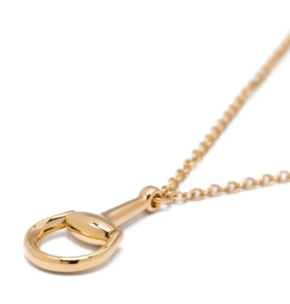 Jewelry Half Snaffle Equestrian Pendant Necklace 18K Gold